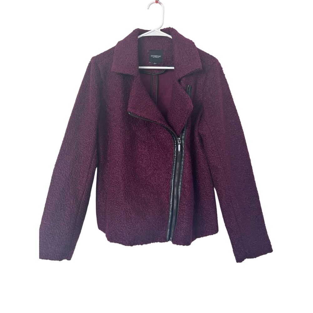 NWOT Liverpool Women’s Burgundy Bouclé Moto Jacket Size L